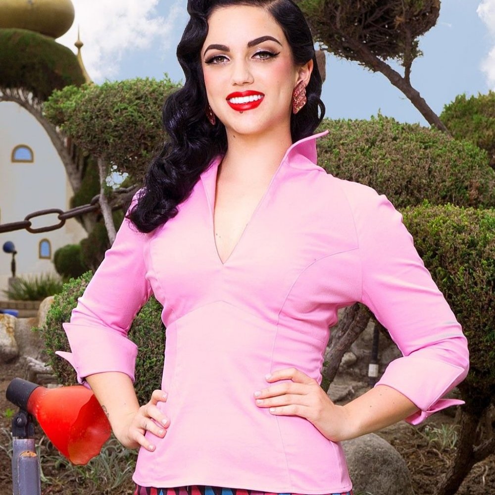 Pinup Couture Lauren Pink top L